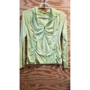 Tangerine Ladies Youth Activewear Hooded‎ Top Large v-neck long sleeve green
